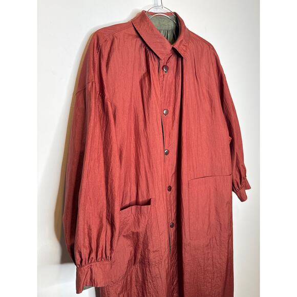 Vintage 1980s Sanyō Reversible Japanese Nylon Coat A-Line Olive & Red medium - Picture 13 of 13